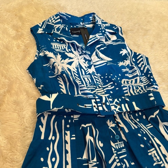 NWT Samantha Sung Audrey #1 Sleeveless Dress in Cote D’azure Sea Blue - Size 12 - Picture 4 of 9